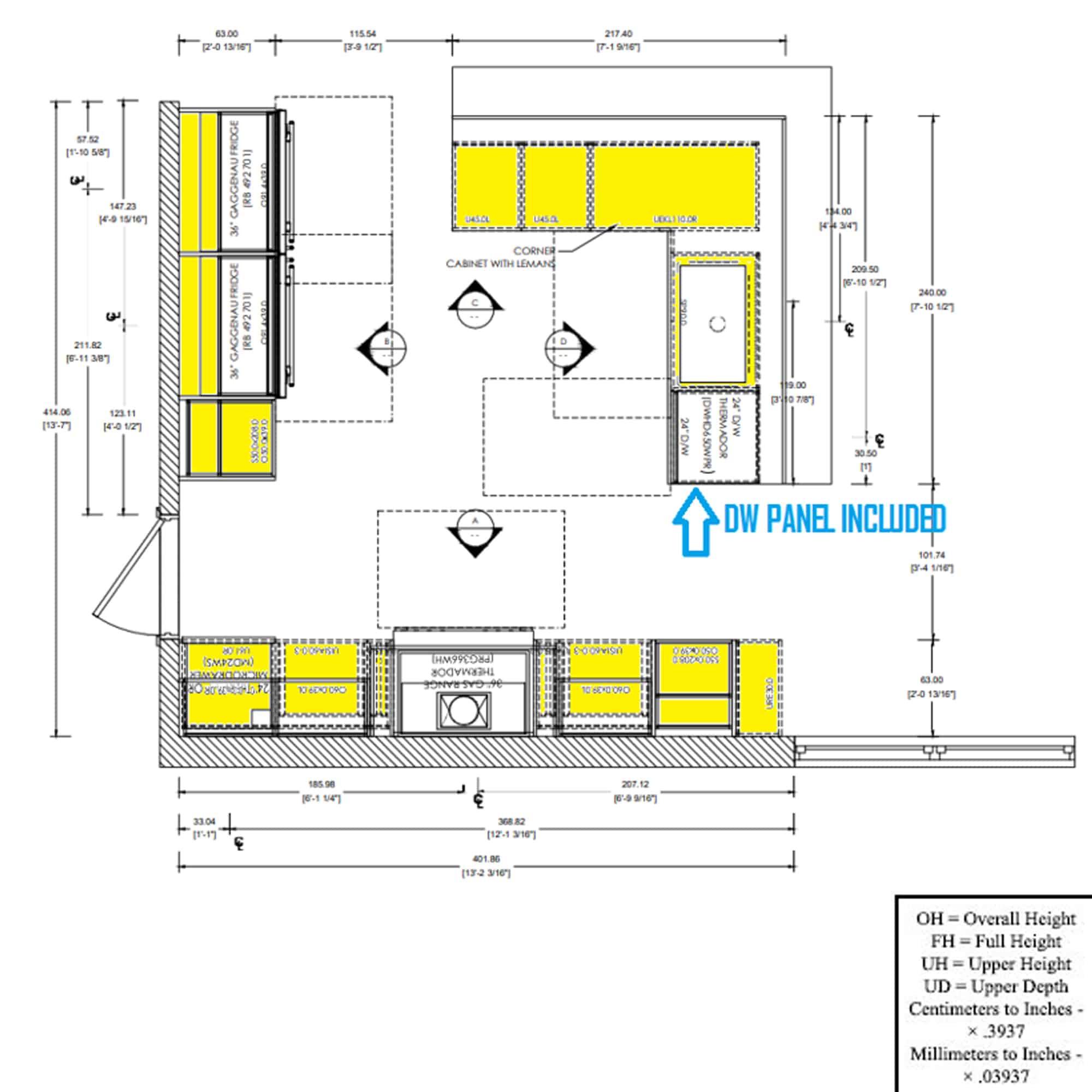 Layout for Ultra White Modern New-in-Box Kitchen W/ Butler’s Pantry
